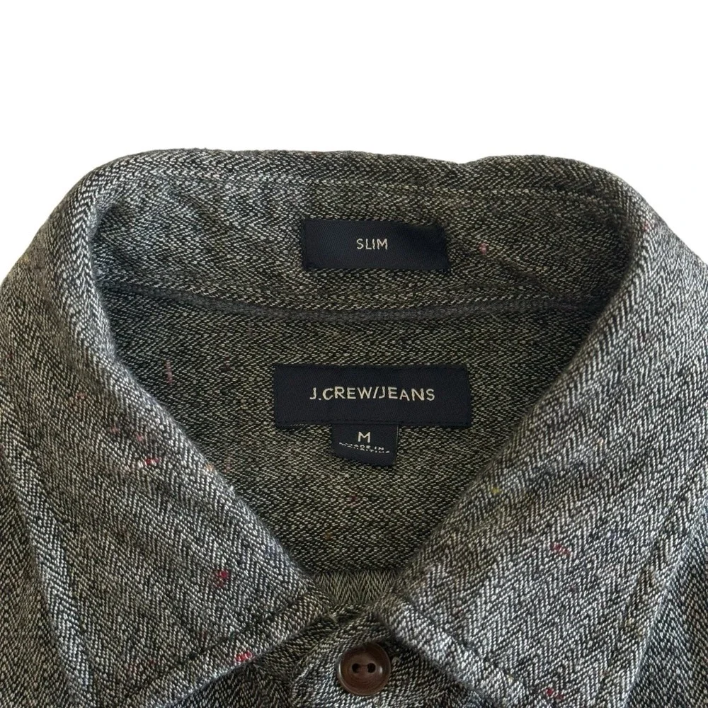 J. Crew Jeans J6129 Wool Blend Grey Button Up Men Long‎ Sleeve Shirt Sz M #467